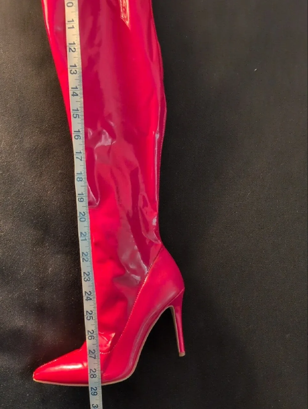Red Patent Over-the-Knee Stiletto Boots